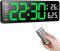Koolertron Horloge Numérique Murale LED Reveil Positif Compte à Rebours Chronomètre USB Luminosité Réglable avec Télécommande pour Salon Cuisine Bureau Gymnase (13 Pouces, Vert)
