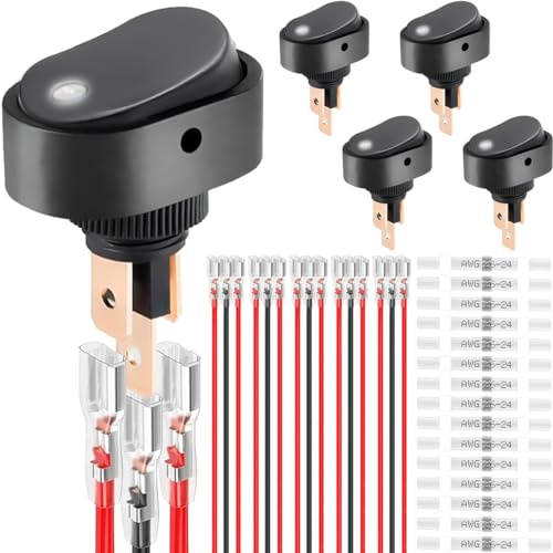DAOKAI LED Beleuchteter Wippschalter 12V 30A SPST 3 Pin ON Off Kippschalter beleuchtet Weiß Beleuchtet Oval Geformter Schalter für Automotive Truck RV - 5 Stk