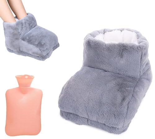 Dhqkqg Scaldapiedi borsa dell'acqua calda, scaldapiedi senza corrente, 1 l, grande borsa dell'acqua calda, lavabile in lavatrice, per donne, uomini, adulti, per i piedi freddi in inverno