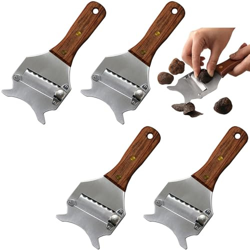 4 piezas de acero inoxidable para queso trufa, rallador multifunción de chocolate y trufa, cortador de queso de acero inoxidable con mango de madera | para cazuela de cocina y chocolate