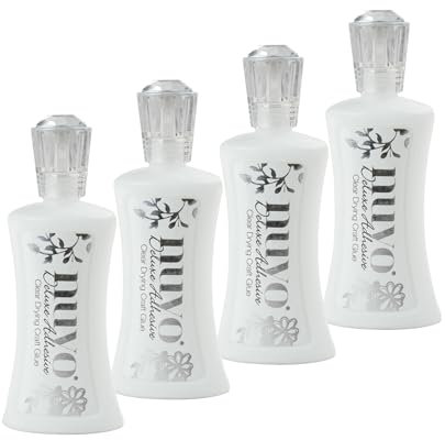 Nuvo Adhesivo de lujo, pegamento blanco sedoso a base de agua, se seca transparente (paquete de 4)