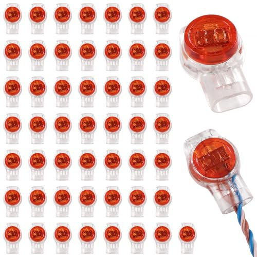 Lyeteung 50 PCS UR Cable Connectors, UR Gel Crimps, Telephone Wire Connectors, 3 Way Gel Filled Connector, Jelly Crimp Wire Connectors, for Data Cable Telephone Wire, Red