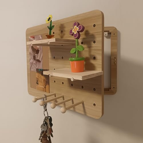 EXCLURA Fuse Box Cover Cabinet Electrical Panel Cover with Hook & Shelf, Wood Distribution Cover Hide Breaker Box, Removable Decorative Fuse Box Covers, Hanging Clothing(WXL-45 x 30CM-17.7x11.8)