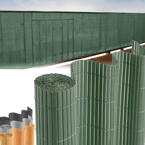 STREND PRO Balkon Sichtschutz | PVC sichtschutzmatte | Grün | 1m Hoch, 3m Länge | Wetterfester für Privatsphäre, Balkon Windschutz | Balkon Seitensichtschutz ohne Bohren Terrassen