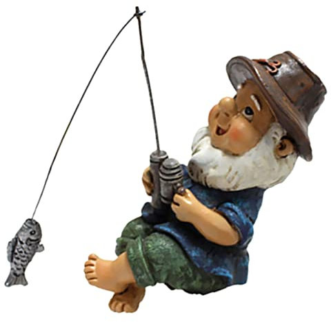 Yardwe Resin Gartenzwerg Figur Angler Skulptur Wetterfeste Teichdekoration Draußen Leichte Gartenfigur Kreative Harzdeko Für Garten Terrasse