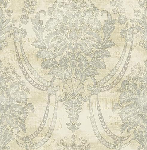 KT·exklusiv väggmode papperstapet | barocktapeter | 10,05 x 0,52 m | Lindy (ljusbeige-blå)
