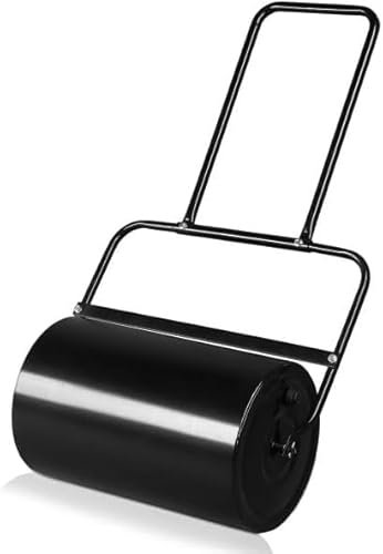BCSRVCE Rodillo de césped para Restaurar el Suelo, diseño de Empuje/Remolque, Tambor de Acero con Bordes Redondeados, Color Negro