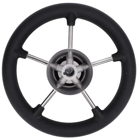 11 Marin Ratt i Rostfritt Stål - 5 Spoke 25 ° Skumgagbåthjul med Mittlock, Passar 3/4 Avsmalnande Axel för Yacht/ponton/fiskebåt