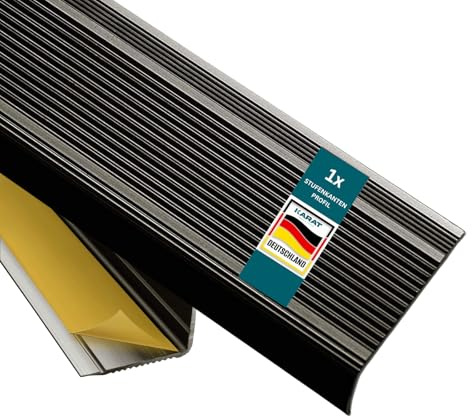 KARAT Treppenkantenprofil L-Form - ohne Bohren - Bronze - eloxierte Stufenkantenprofil für Parkett und Laminat 1 Stück, 100 cm Länge 3x2 cm - Integral