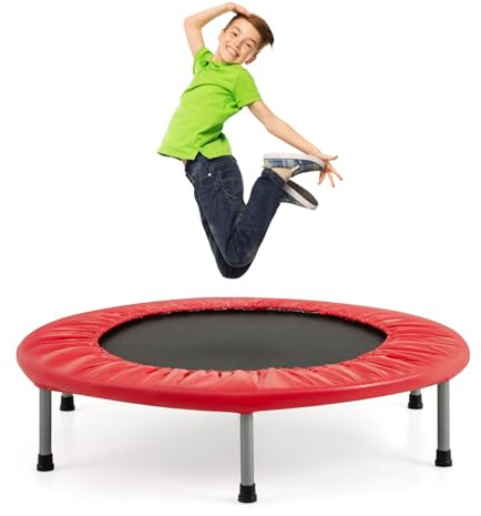 GOPLUS Faltbares Trampolin, Ø97cm Kindertrampolin klappbar bis 150kg Belastbar, Fitness Trampolin mit Rutschfesten Füßen, Gartentrampolin für Kinder, Indoor (Rot)