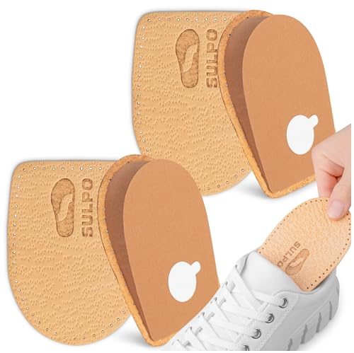 Sulpo Lot de 2 paires de semelles de talon pour homme et femme pour soulever et augmenter le talon, beige, hauteur 15 mm, 36-40