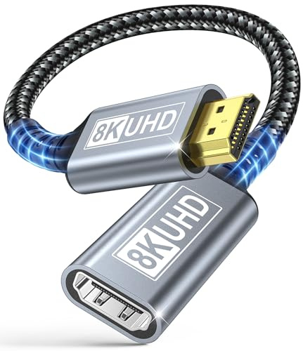 ZEENVIC HDMI 0,3 m förlängningskabel HDMI 2.1 8K@60Hz 4K@120Hz/144Hz 48Gbps High Speed UHD eARC HDCP 2.3 HDR10+ Dynamisk kompatibel med TV-stick, HDTV, bärbar dator, PS5/PS4