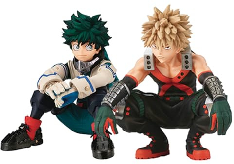 Xinchangda 2PCS MHA Figura di Midoriya Izuku, Figura in Azione Statuetta, Personaggi dell'Anime in Posizione Seduta, Decorazione, Ornamenti da Collezione, Regalo, 10 cm