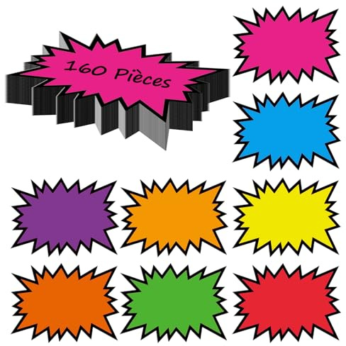VEGCOO 160 Pcs Etiquette Prix Fluorescent, Étiquette Prix Vierge en Forme d'Étoile 8 Couleurs pour Supermarchés Épiceries Marchés de Producteurs