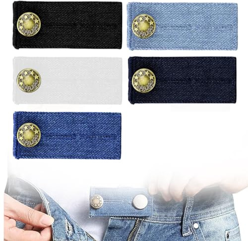 YOFDAL 5 piezas de botones para ensanchar pantalones, extensores elásticos ajustables para la cintura, extensores para cinturones de vaqueros premamá, mujeres y hombres