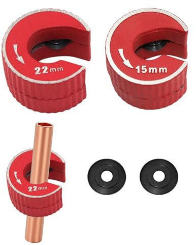 Pipe Cutter, Pipe Cutters Set 15mm and 22mm with Durable Aluminium Alloy Body with 2 Replacement Cutting Wheels, Copper Pipes Cutter for Plumbing and Heating Pipes