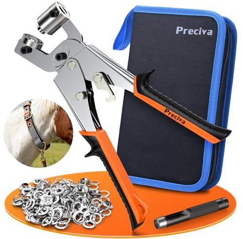 10mm Eyelet Punch Tool, Preciva Professional Grommet Punch Kit, 200pcs Metal Eyelets with Storage Bag, Hole Punching Plier for Clothes, Bags, Fabric Crafts, PVC Banners, DIY Repairs