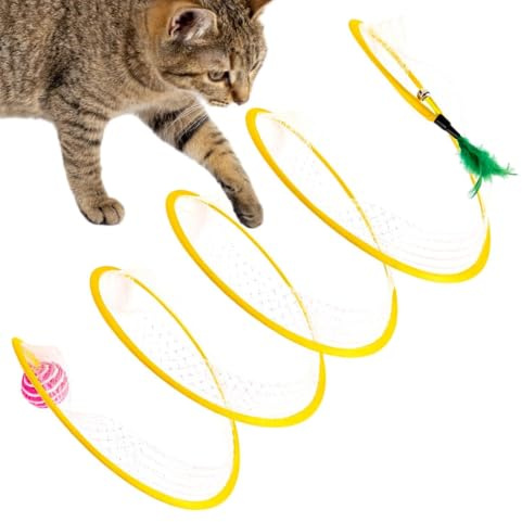 Spiral Kattunnel Interaktiv självlekande portabel träningskanal | Spiral Kattunnel Leksak för Motion Jakt Tristess och Kattungar Kaniner Valpar Illrar Inomhus Utomhus Dörröppning