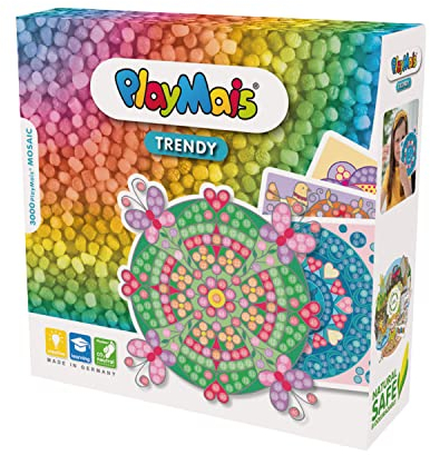 Playmais TRENDY MOSAIC Mandala Kreativ-Set zum Basteln für Kinder ab 6 Jahren | Über 3.000 Stück & 6 Mosaik Klebebilder mit Mandalas | Fördert Kreativität & Feinmotorik | Natürliches Spielzeug