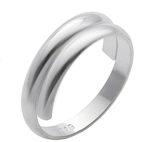 Silverly Anillo para el Dedo del Pie en Plata Maciza 925 | Anillo para el Dedo Meñique o Midi | Anillos Sencillos de Plata de Ley Pulida | Anillos Ajustables para Mujer