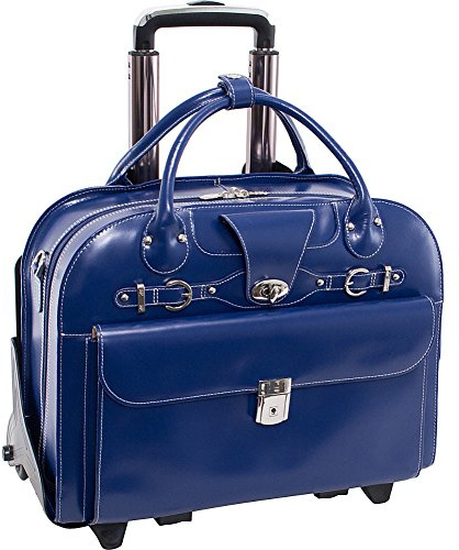 McKlein ROSEVILLE, 15 Leather Detachable -Wheeled Ladies' Laptop/Computer & Tablet Business Briefcase Bag/Women's Rolling Overnight Travel Bag, Removable trolley case