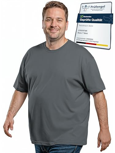 Logostar Basic Bigsize Camiseta Hombre | Tshirt Hombre Oversize 3XL - 15XL | Camiseta Algodon Hombre con Cuello Redondo
