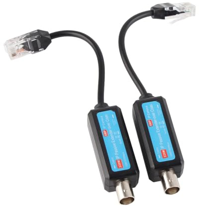 Dioche 1Pair Coaxial Transmitter, 10/100Mbps IP Extender, Passive Ethernet Over Coax Converter for NVR Camera