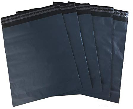 100 bolsas para envío, 28 x 42 cm, color negro, extragruesas, autoadhesivas, resistentes