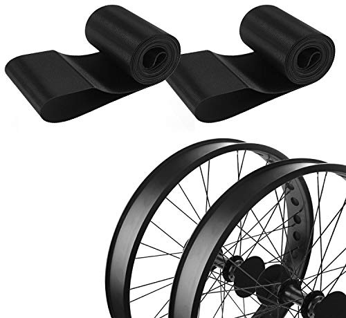 ADDMOTOR Rim Strip Rim Tape Fat tire Liner PVC Inner Tube Protector Anti Puncture for 20 inch Bikes 2PCS (Black)