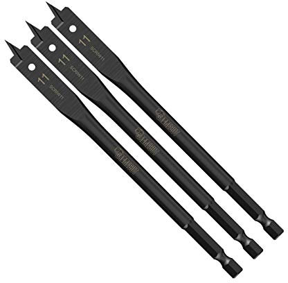 3 x SabreCut SCRIW11_3 11mm x 152mm Impact Rated Flat Wood Spade Bits for Softwood Hardwood Chipboard