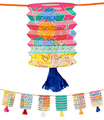 Talking Tables ghirlanda di lanterne di carta nappe-3 m | Decorazioni per feste Boho dai colori vivaci per compleanno, festa, celebrazione cinese, giardino estivo, Taglia unica, GARLAND-LANT