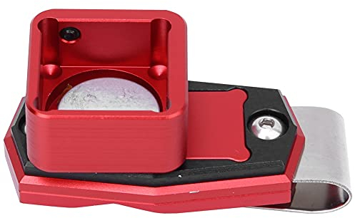 FTVOGUE Billard Queue Kreidehalter, Snooker Kreidehalter Tragbare Snooker Pool Kreidehalter Aluminium Billard Pool Kreide Tragetasche mit Festem Clip Queue Kreide Zubehör rot