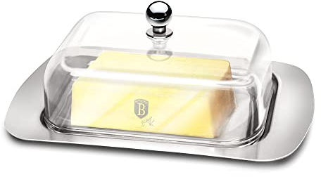 Stainless Steel Base Butter Dish Box with Clear Acrylic Cover Lid