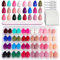 LADYING 24 Packs (576 PCS) Glossy Mandel Soft Gel Nägel Zum Aufkleben Kurz,Oval Press on Nails Kit,Kunstnägel Fake Nails mit Nagelfeile,Fingernägel Künstliche Nägel Mittel für Frauen