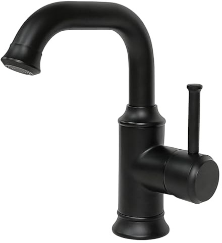 KOPYFANTAP Grifo de baño Lavabo Latón Negro, Mezclador Monomando Lavabo, 360° Giratorio Agua Fría y Caliente, con 2 Mangueras de Conexión G3/8
