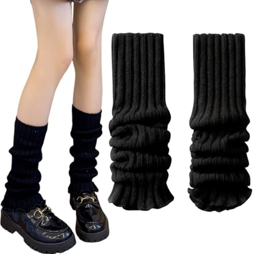 Esshogo 1 paio di scaldamuscoli da donna, caldi scaldamuscoli per le gambe, invernali, scaldamuscoli alti, senza piedi, scaldamuscoli alla caviglia, scaldamuscoli per donne, scaldamuscoli neri a