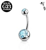 Titanio FunZing Argento 6-16mm Bar Lunghezza Ombelico Piercing Ombelico Rosa Blu CZ Anelli