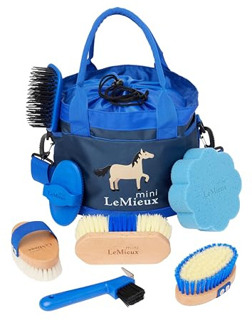 LeMieux Mini Childrens Grooming Set - Everything Little Equestrians Need - Help keep Your Pony in Tip-Top Condition - Complete Set Perfect for On The Go - Benetton Blue