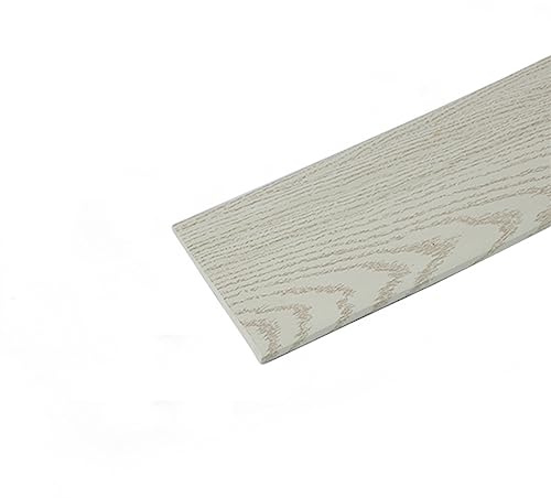 Självhäftande väggkantremsa, Flexibel fotlist, skala och sticka gummilister, härdad självhäftande stolskena, 4 tum(White Woodgrain)