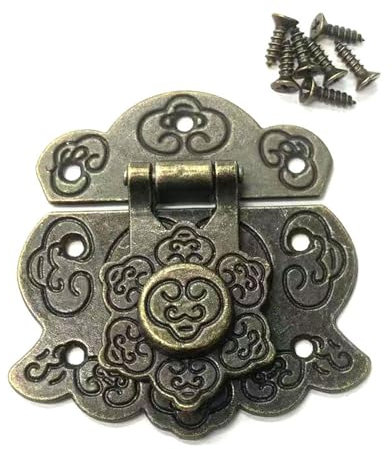 WUNZILO 2 pcs Serratura antica, con chiusura a scatto Chiusura fermaglio viti per contenitore di gioielli in legno (56 * 48 mm, M)