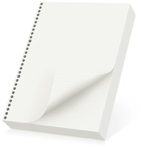 Yarotm Refill Paper A4-90 Fogli Puntinato 5mm A4 21x29cm - Ricarica Inserti di Carta 100GSM - Ricariche di Carta con 30 Fori - Fogli Ricambio per Raccoglitore ad Anelli, Planner, Diario Viaggio