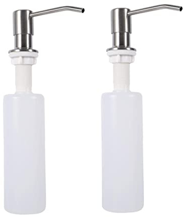 CLISPEED 2Pcs Liquid Soap Dispenser for Kitchen Sink White Pump Bottle Mechanical Hand Washbasin Cleanser Detergent Dispenser for Bathroom and Home