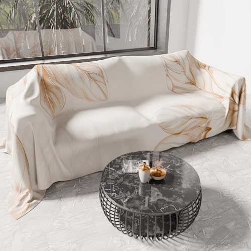 PETTI ARTIGIANI ITALIANI - Cubresofá Multiuso de Microfibra Antimanchas, Diseño 25 Floral 150, Lavable y Protector para Sofá, Colcha y Cubremesa – 360x270 cm - Made in Italy