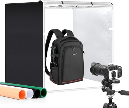 PULUZ 80cm/32inch Foldable Photo Studio Light Box with 3 LED Light Panel, Dimming Portable Large Shooting Tent for Product Photography, 4 Backdrops Lightbox for Jewelry, Crafts, Items Photography