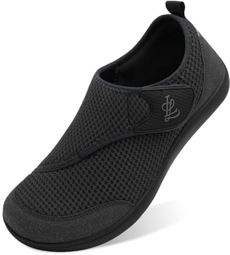 JIASUQI Barefoot Shoes Mens Wide Width Diabetic Shoes Breathable Walking Shoes Adjustable Zero Drop Sneakers for Edema Feet