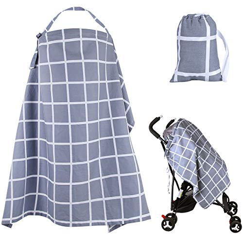 Fodera per allattamento per neonati Morbido cotone per allattamento Coperta per allattamento Coperta per grembiule scialle traspirante con asciugamano abbinato gratuito (grigio)