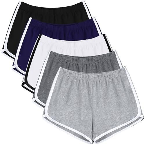 URATOT 5 Pack Shorts for Women Summer Casual Lounge Short Comfy Cotton Dolphin Shorts Athletic Gym Yoga Running Short Pants