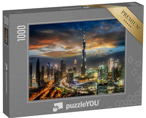 puzzleYOU: Puzzle 1000 Teile „Dubai Business Bay bei Nacht“ – aus der Puzzle-Kollektion Arabien, Aus Aller Welt