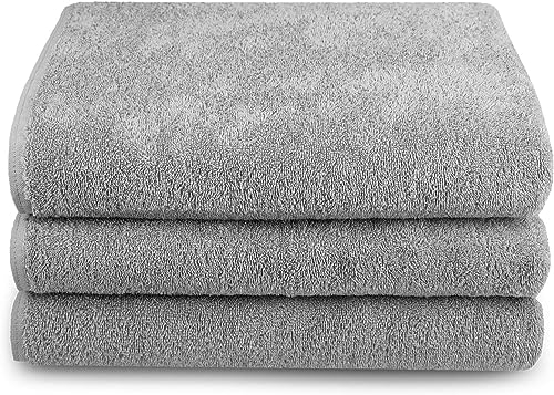 Tuva Home Juego De 3 Toallas De Algodón 100 X 200 Cm - Paño De Bienestar SPA Y Sauna - Toallas De Baño Profesionales De Rizo 100% Algodón - Ideales para Mesa De Masaje Tumbona Y Playa (Gris)