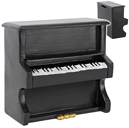 alles-meine.de GmbH große Spardose Klavier/Piano mit Verschluss - aus Kunstharz/Polyresin - 12 cm - stabile Sparbüchse - Sparschwein - für Kinder & Erwachsene/lustig wi..